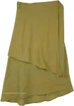 Layered Mid Length Wrap Around Skirt in Sycamore