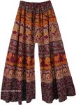 Purple Wide Leg Flared Cotton Palazzo Pants For Women