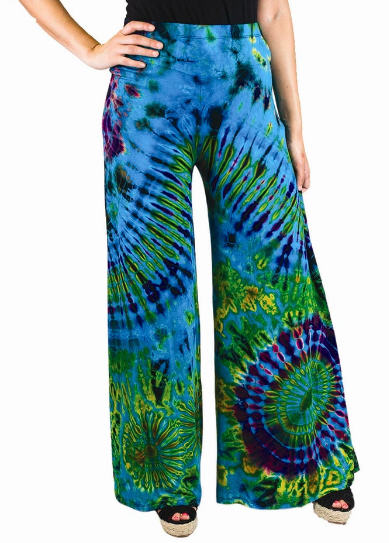 Tempting Teal Tie Dye Wide Leg Yoga Pants | Turquoise | Split-Skirts ...