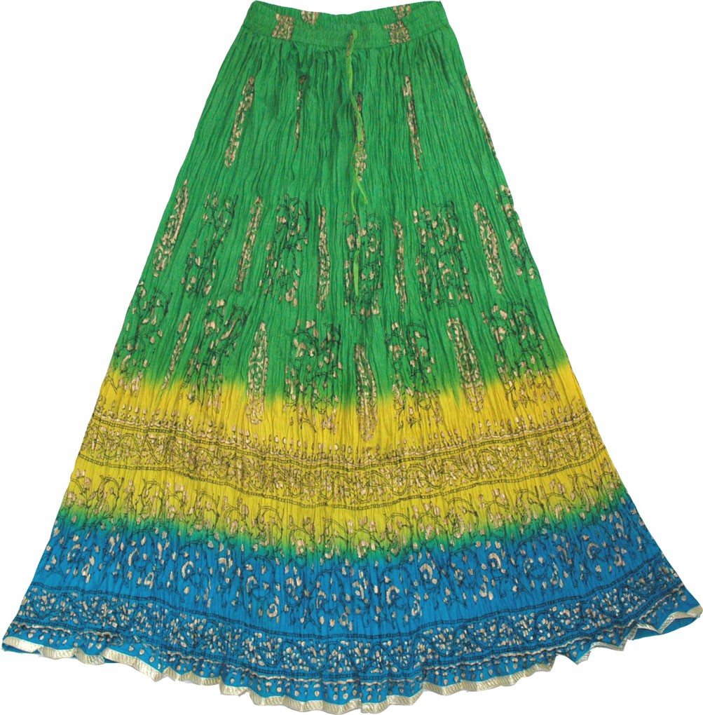 Crinkle Long Skirt Batik Print