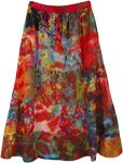 Red Toned Bohemian Gypsy Cotton Patchwork Skirt