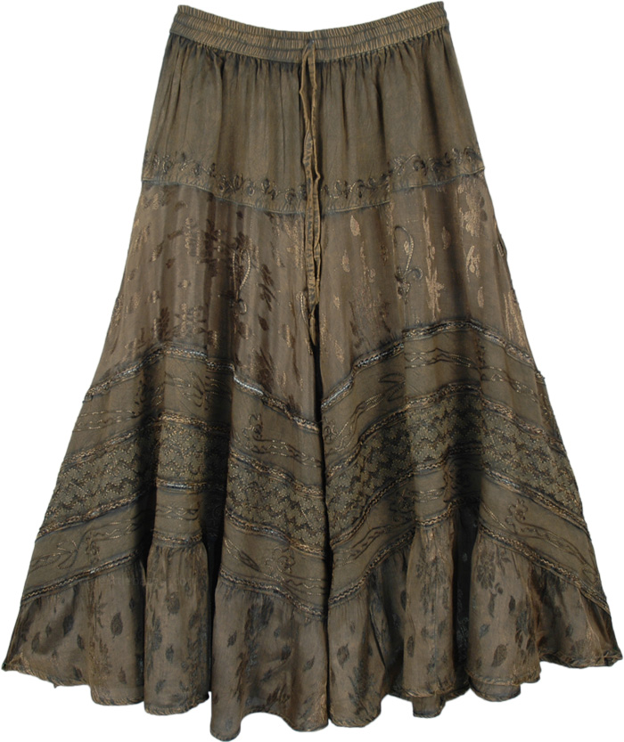 Millbrook Rayon Embroidered Western Skirt with Drawstrings