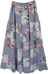 Dolphin Grey Floral Print Boho Patchwork Skirt