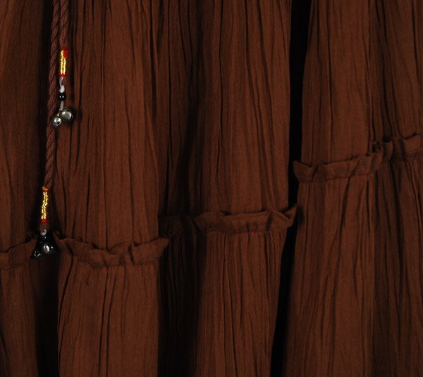Dark Chocolate Seven Tiered Full Cotton Skirt