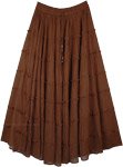 Dark Chocolate Seven Tiered Full Cotton Skirt
