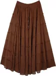 Dark Chocolate Seven Tiered Full Cotton Skirt