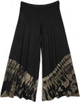 Black Rayon Half Tie Dye Stretchy Palazzo Pants