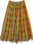 Prismatic Multicolored Vertical Patchwork Skirt with Fringes