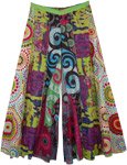 Patchwork Pattern Hippie Colorful Wide Legs Ankle Pants