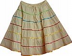 Cotton Short Skirt w/ Ribbon