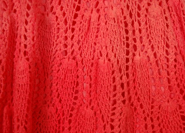 Ombre Velvet Red Crochet Long Cotton Skirt