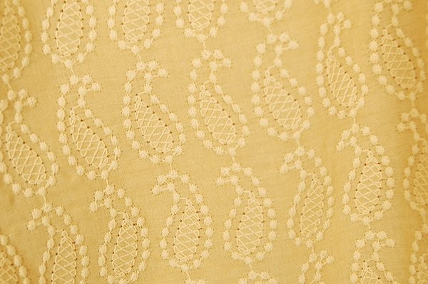 Beige Wide Straight Leg Embroidered Cotton Pants