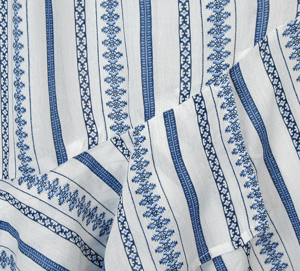 White Rayon Striped Summer Pants with Flared Bottom