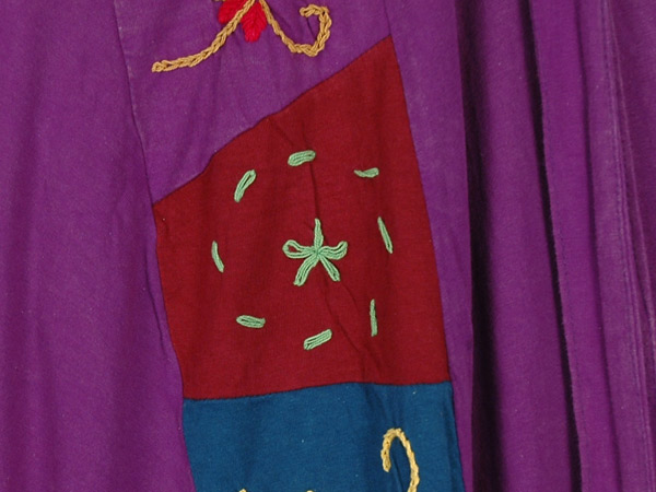 XXL Wisteria Purple Knit Cotton Wrapper Skirt with Embroidery