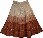 Brown Shaded Sequin Long Skirt