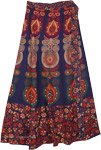 XXL Floral Block Printed Long Cotton Wrap Skirt