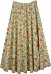 Tropical Floral Cotton Printed Long Skirt For Summer