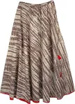 Hazelnut Brown Abstract Print Cotton Long Skirt