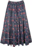 Blumine Floral Print Cotton Long Skirt