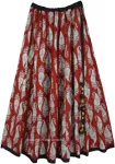 Majestic Maroon Paisley Printed Cotton Festival Skirt