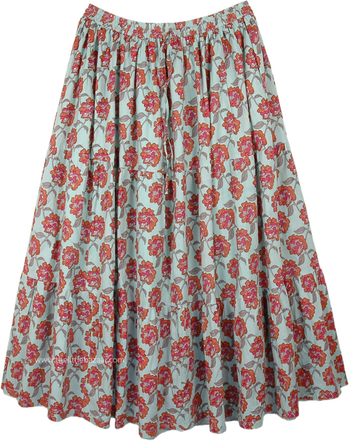 XXL Floral Full Maxi Cotton Long Summer Skirt