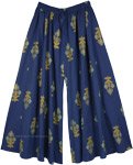 Royal Blue Full Flare Wide Leg Printed Palazzo Pants