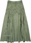 Sage Green Skirt Ankle Length with Embroidery