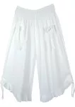 Pure White Summer Pants with Adjustable Wide Legs