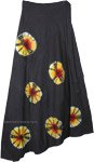 Solar Flares Black Hippie Tie Dye Wrap Around Skirt