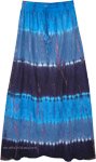 Three Blue Hues Tie Dye Long Summer Skirt