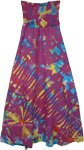 Purple Cotton Skirt Dress with Hippie Tie Dye
