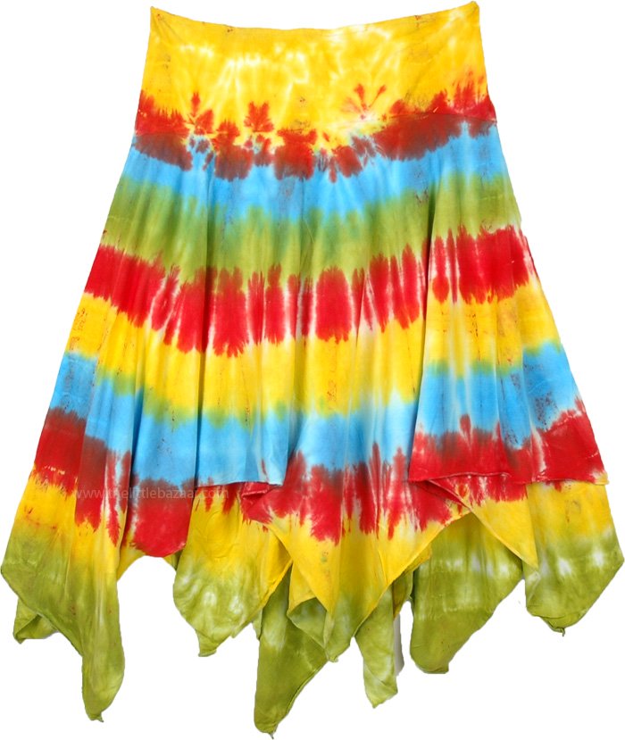Asymmetrical Bohemian Double Layer Skirt in Colorful Yellow