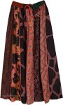 Coral Sunset Vertical Patch Long Skirt