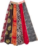 Tribal Prints Vertical Patchwork Boho Pleated Skirt