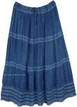 Cobalt Blue Tiered Rayon Long Maxi Western Skirt