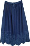 Deep Blue A-Line Skirt with Eyelet Bottom