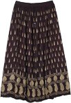 Deep Black Gold Painted Rayon Long Skirt