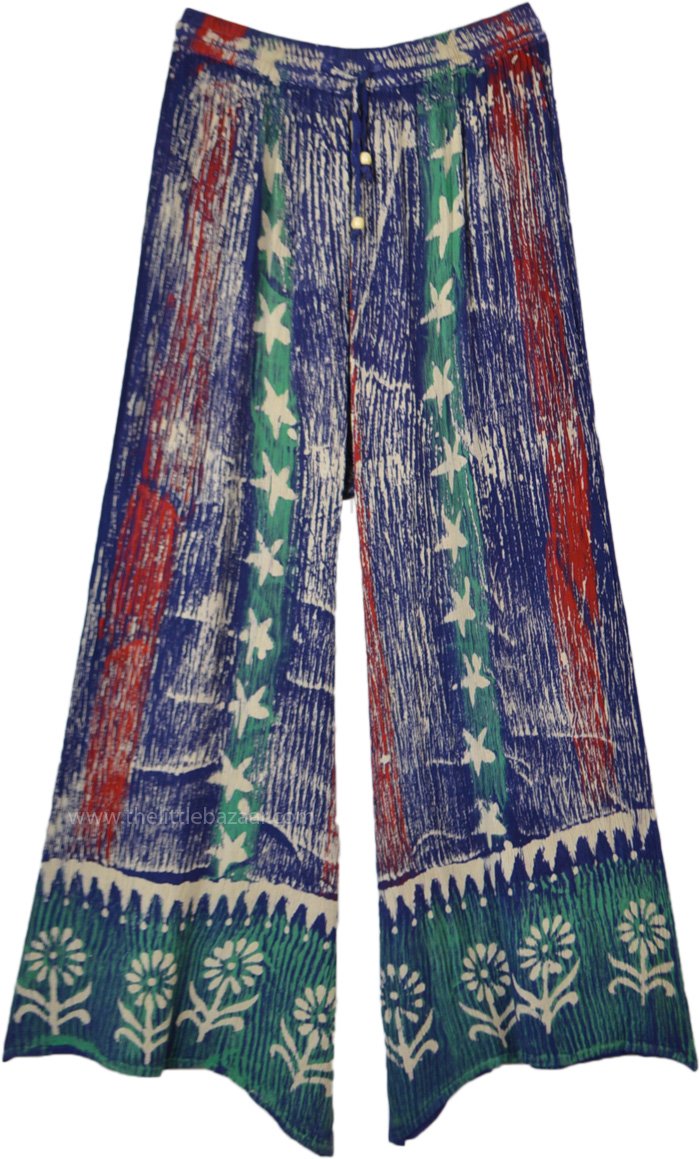 Hippie Batik Lounge Pants in Blue and Red | Blue | Split-Skirts-Pants ...