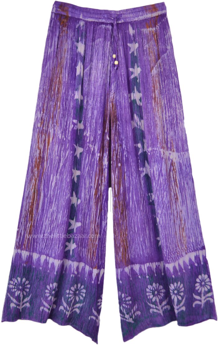 Amethyst Batik Wide Leg Lounge Pants in Rayon