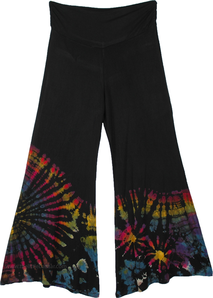 Carnival Hippie Pants in Black with Hand Tie Dye Effect