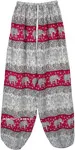 Scarlet Pink Elephant Print Elastic Bottom Harem Pants