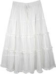 White Bliss Tiered Cotton Skirt with Crinkle