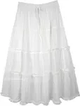 White Bliss Tiered Cotton Skirt with Crinkle