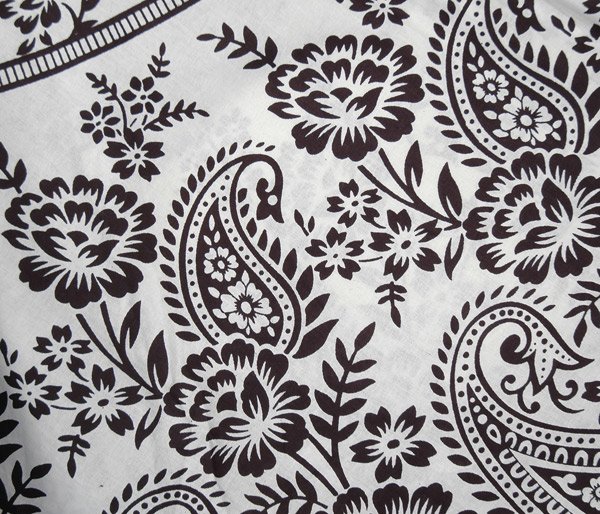 Black White Floral Printed Full Flare Cotton Skirt