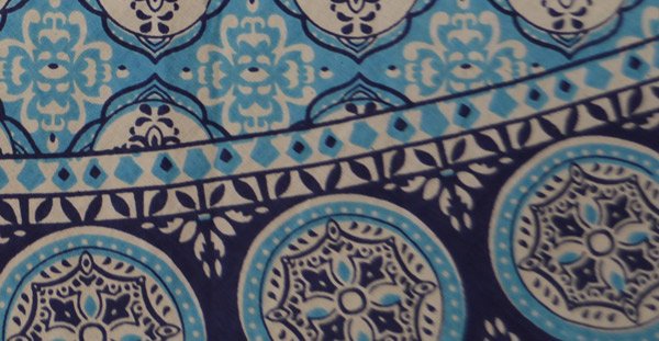 Sky Blue Flared Boho Printed Cotton Skirt