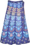 Bright Blue Ethnic Block Print Cotton Wrap Skirt