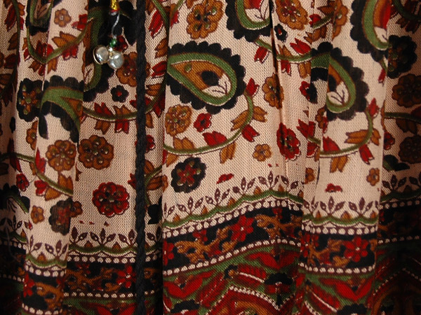 Brown Bagru Print Rayon Skirt with Paisley Print