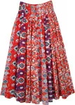 Bulgarian Red Cotton Voile Skirt with Smocked Waist