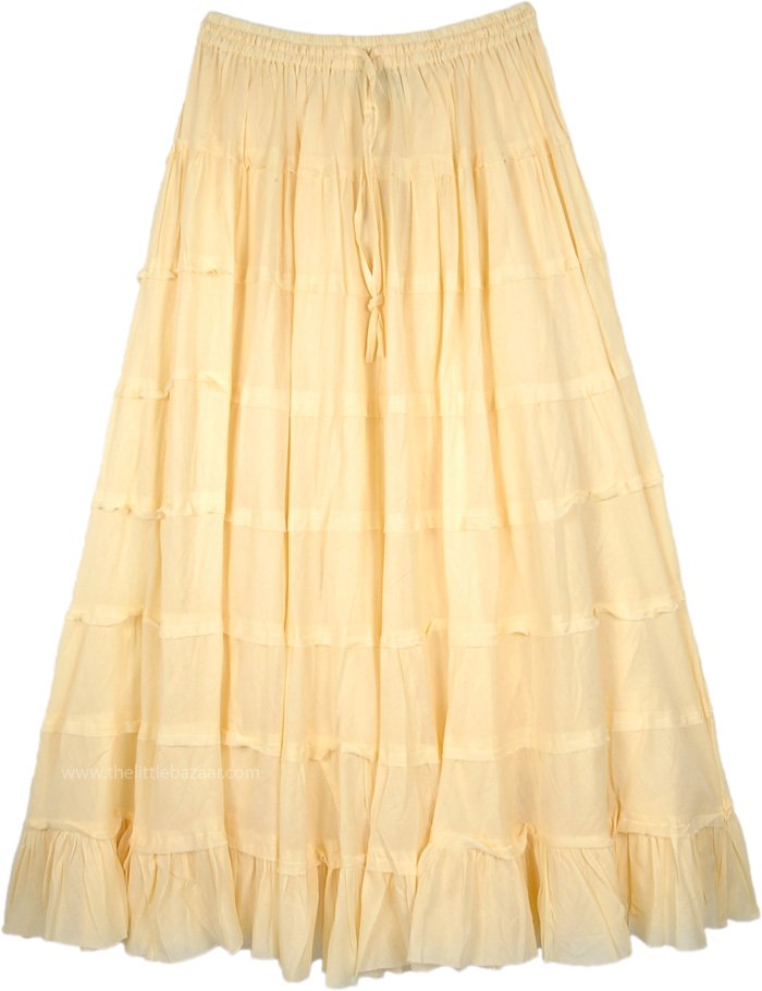 Sweet Melon Long Tiered Full Cotton Skirt | Orange | XL-Plus, Misses ...