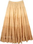 Beige Ombre 8 Tiers Cotton Long Skirt
